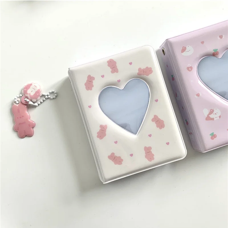 Cute Love Heart Hollow Instax Album Kawaii Rabbit Mini Photo Album 3 Inch Kpop Card Binder Name Card Photocard Holder 36 Pockets