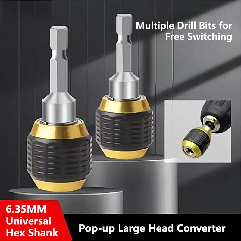 

Large Head Pop-up Quick Release Self-locking Hexagonal Handle Extension Rod Electric Drill Driver Conversion Screwdriver Tool