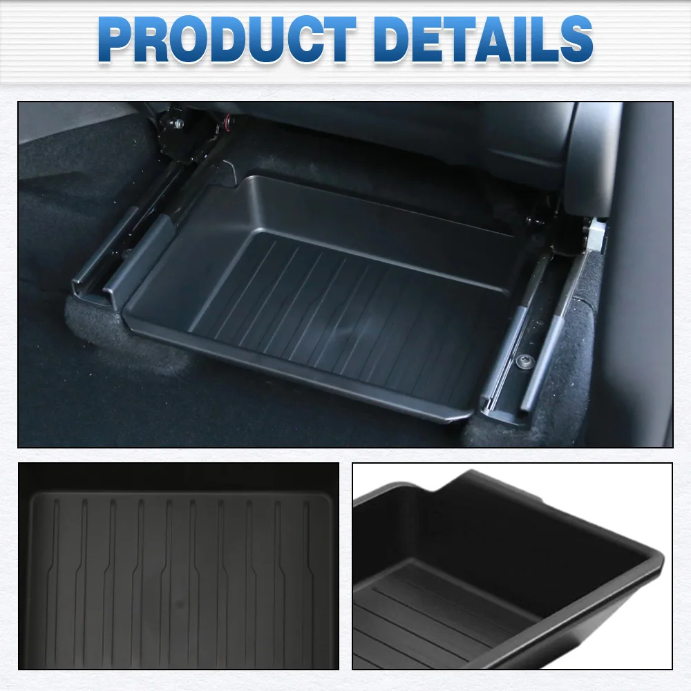 

Car Front Seat Rear Lower Storage Box For Tesla Model Y Juniper 2025-2026 ABS Black Automotive interior accessories