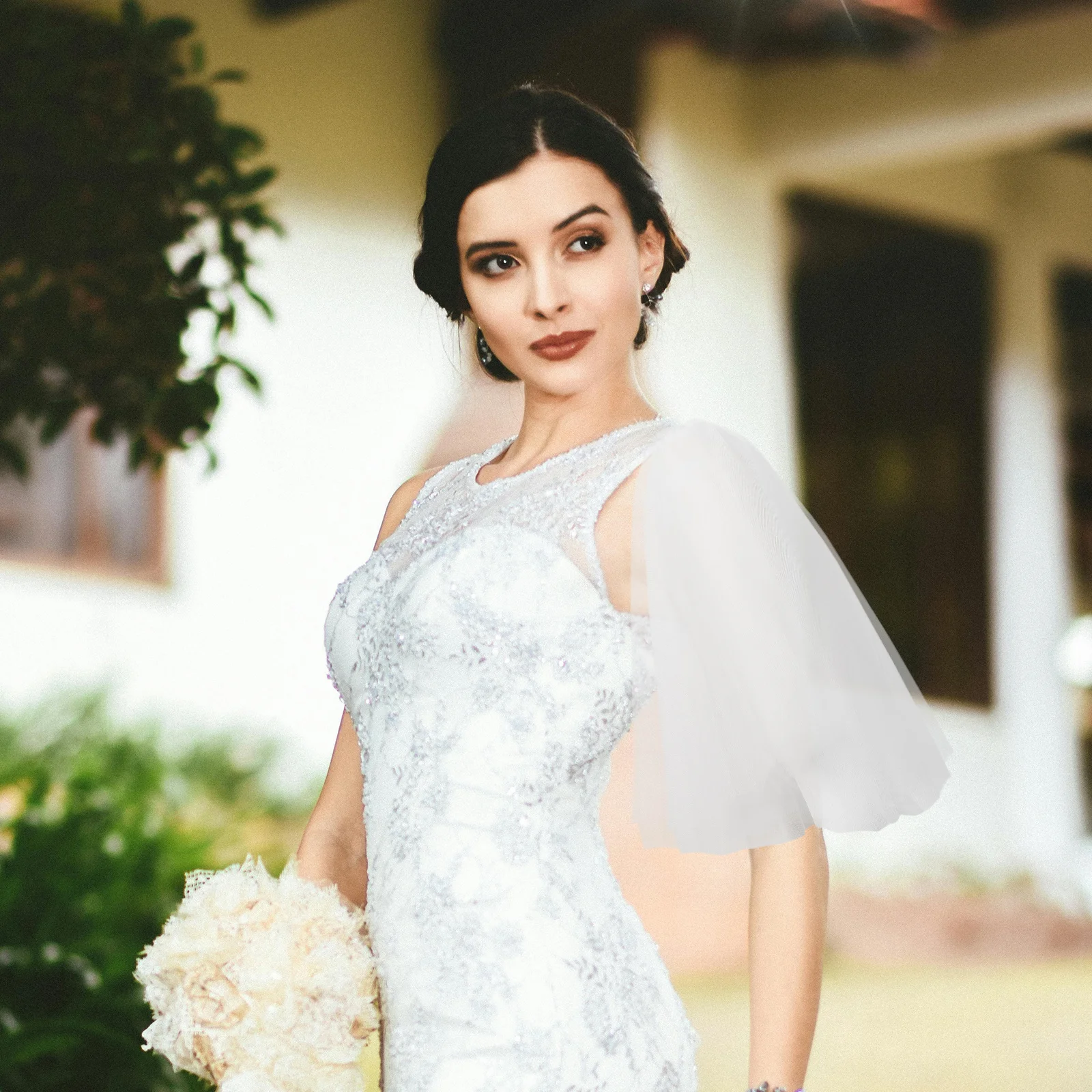 

2Pcs Wedding Dress Tulle Sleeves Removable Bridal Elegant Dress Sleeves Women Sleeve Accessories Party Supplies