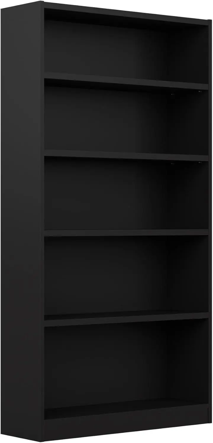 5 Shelf Bookcase in Black, Vertical Storage and Display Bookshelf for Home Office or Living Room