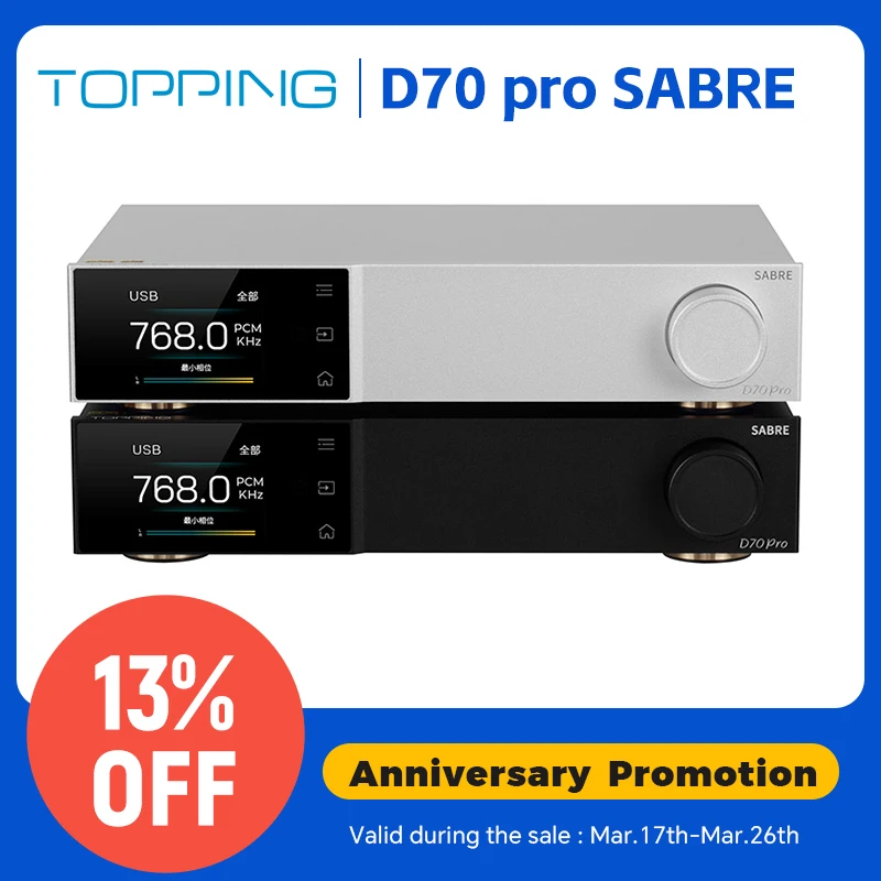 TOPPING D70 PRO SABRE DAC ES9039SPRO XU316 Bluetooth 5.1 LDAC Aptx-Adaptive HiFi Decoder with Remote Control