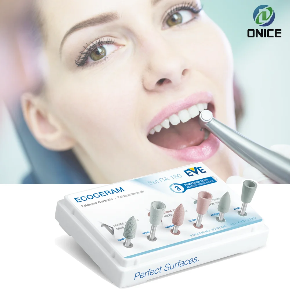 

6pcs Dental EVE Ecoceram Polisher Set RA160,EVE Dental Silicon carbide abrasive ceramic polishing set NO.9076