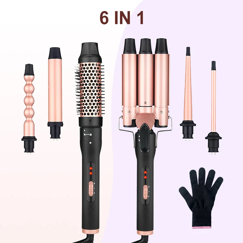 

Private Label Professional 6 in 1 Interchangeable Barrels Wand Chapinha Electric Rotating Roller Hair Curling Iron