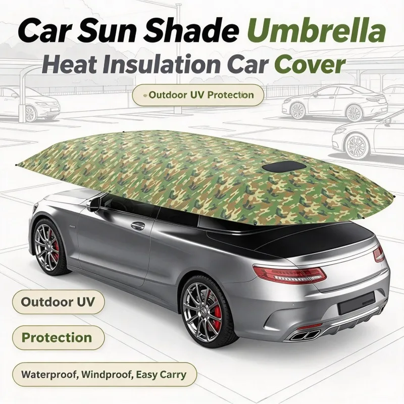 4.2M Outdoor Oxford Cloth Car Sun Awning, Heat Insulation Picnic Canopy Umbrella with Windproof Buckle For Camping