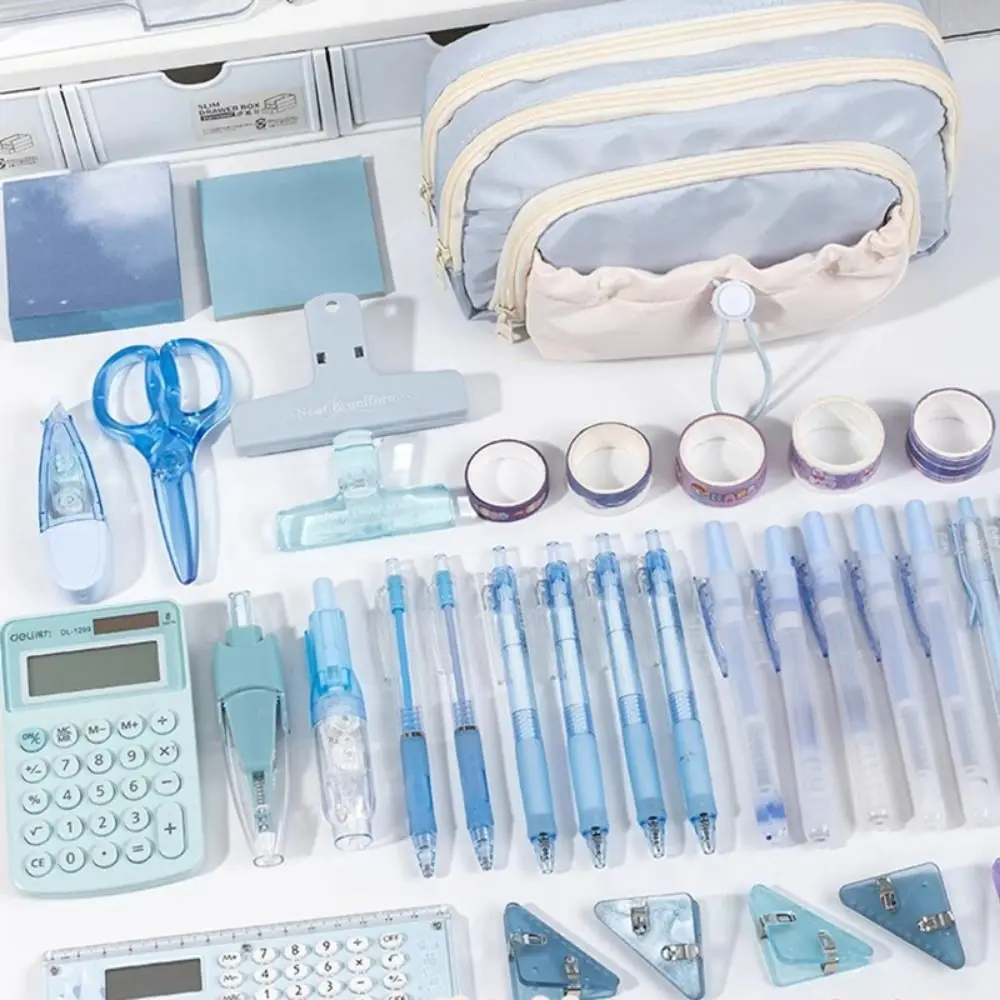 Large Capacity Pen Bag Multifunctional Five-Layer Zipper Pen Storage Bag Drawstring Stationery Organizer Student