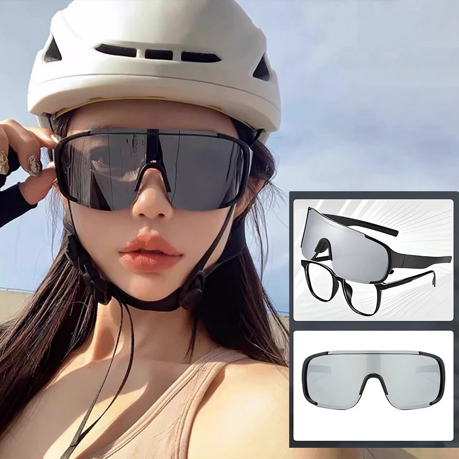 Modische Brillengestelle mit flacher Linse, mehrfarbig, trendige Spiegel-Fahrradbrille, Outdoor-Bergsteigen, Reisebrillen