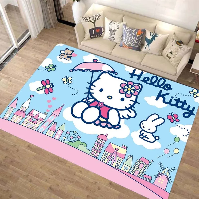 Sanrio Hallokitty HD Printed Carpet Living Room Bedroom Large Area Decorative Carpet Children's Room Gifts