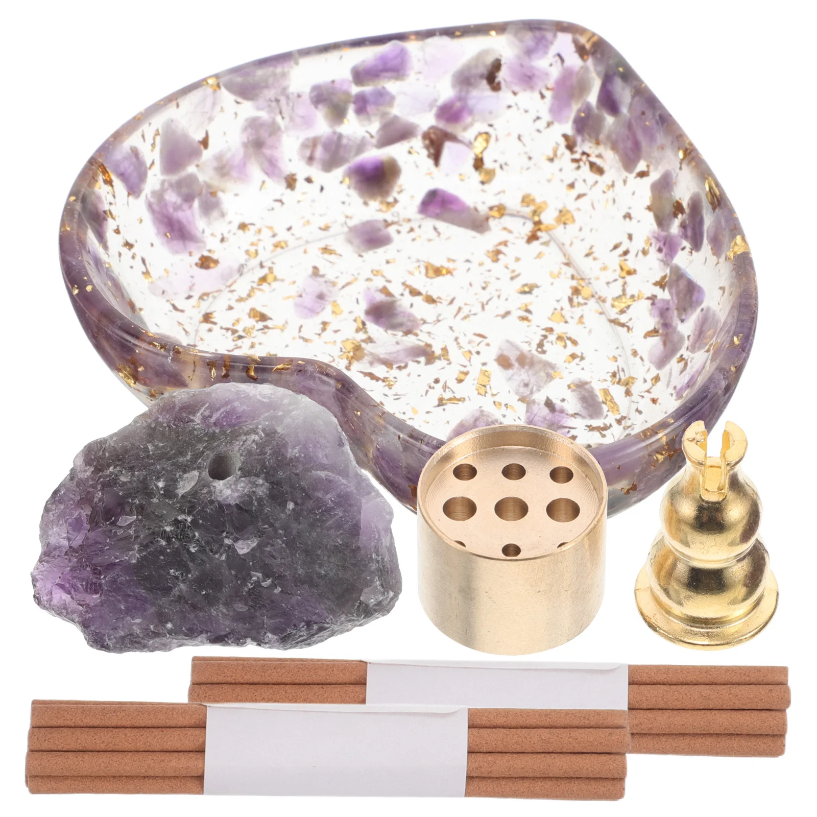 

1Set Crystal Heart Incense Burner Natural Elegant Removable Ash Holder Meditation Yoga Smudging Stick Bowl Smudge Bowl