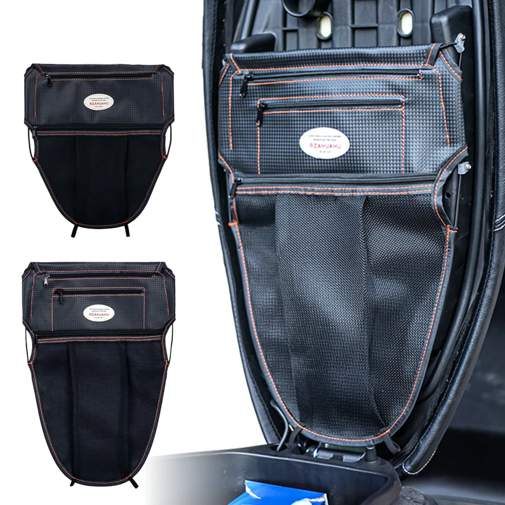 Motorcycle Scooter Seat Bag Tool Storage Motorcycle Seat Bucket Sundries Bag Zipper PU Leather Modification Accessories