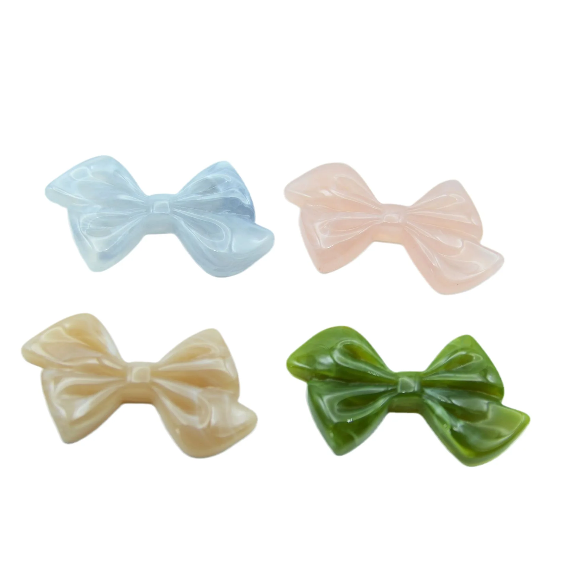 5 Pieces  28 * 50mm Jelly Colored Acrylic Large Bow with No Holes or Loose Beads  DIY Charm Handmade Hair Accessories Materials