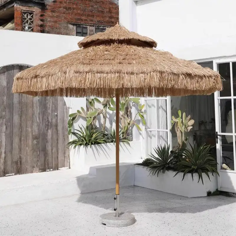 Outdoor parasol Thatched umbrella Waterproof garden umbrella Villa B & B balcony Coffee courtyard Round middle column umbrella