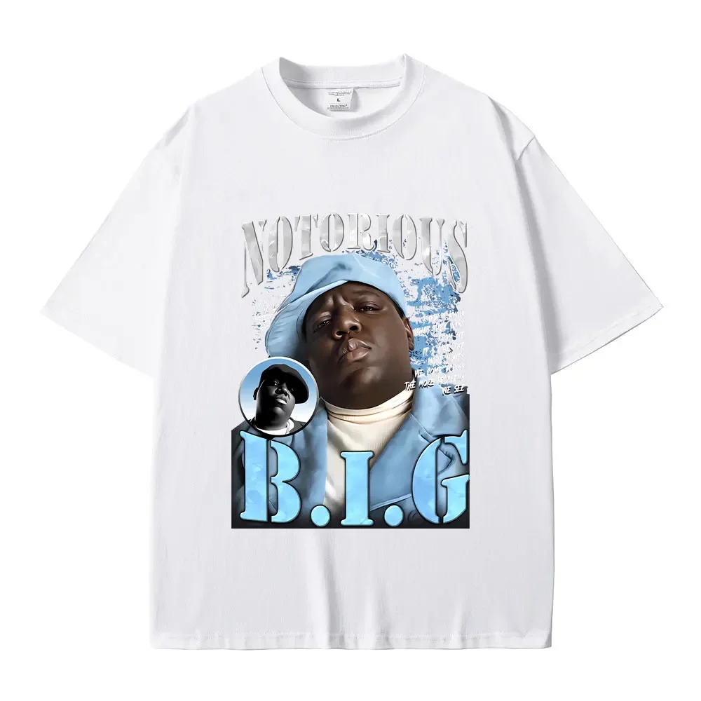 Hip Hop Rapper Biggie Smalls Print T-shirts Men\'s Fashion Oversized Classic Vintage Best Famous The  Big Tshirt summer