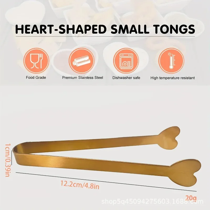 4/6PCS Stainless Steel Heart-Shaped Mini Tongs for Sugar/Ice Cubes Tea Party Wedding Coffee Bar Gift for Valentine's Day YUZI view 6