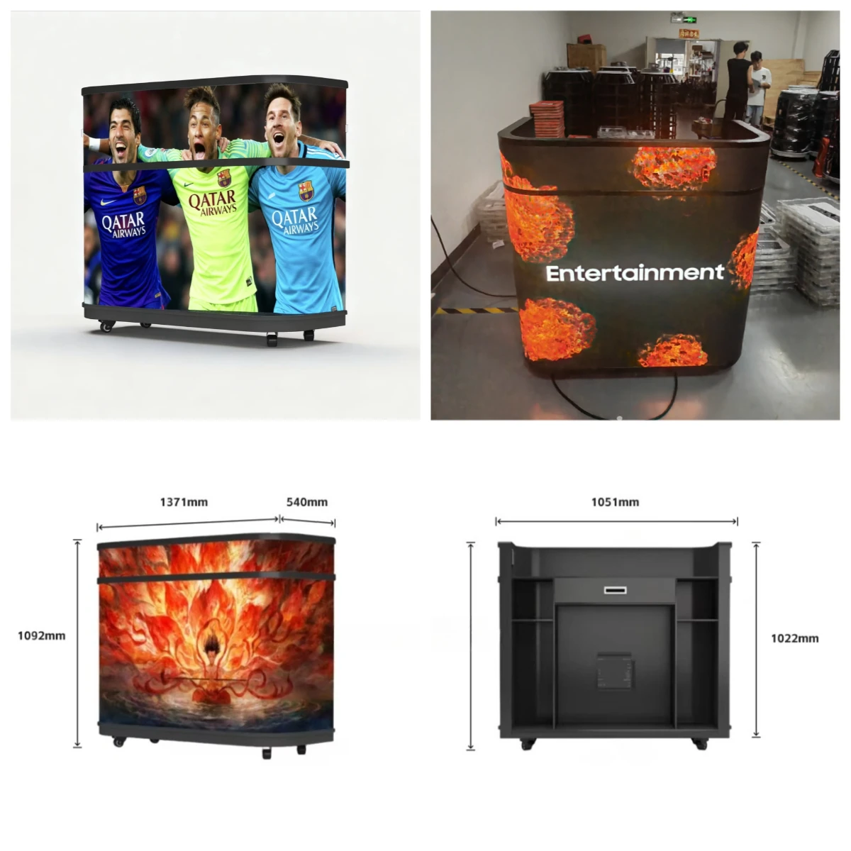 

2026 New Hot U-shaped Exhibition Movable LED Column Screen Display Front Desk Table TV Wall Commercial Unit DJ Table Elevator Ed