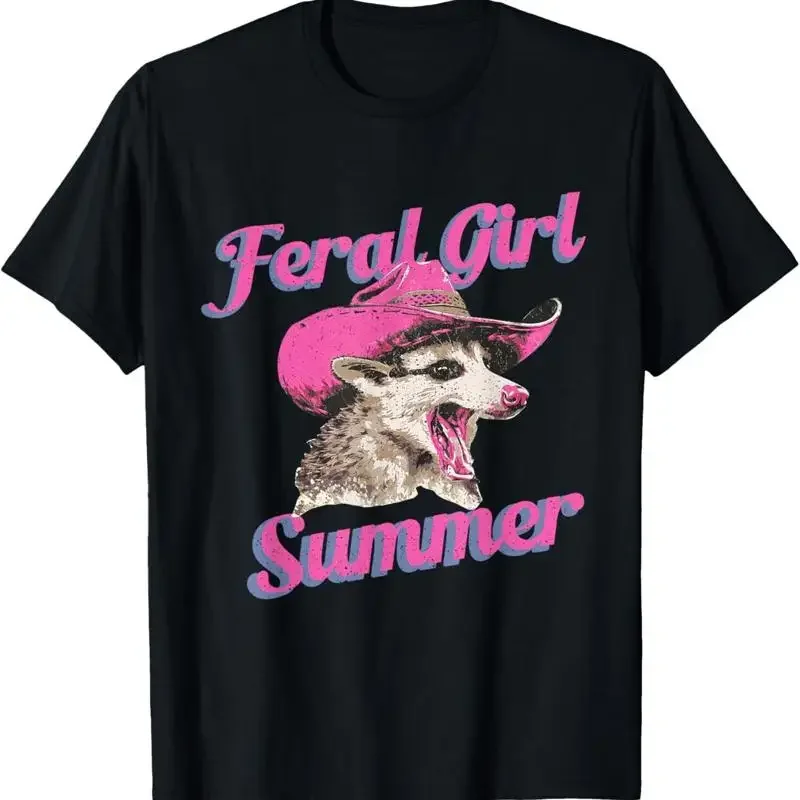 Feral Girl Summer Retro Possum Funny Meme T Shirt