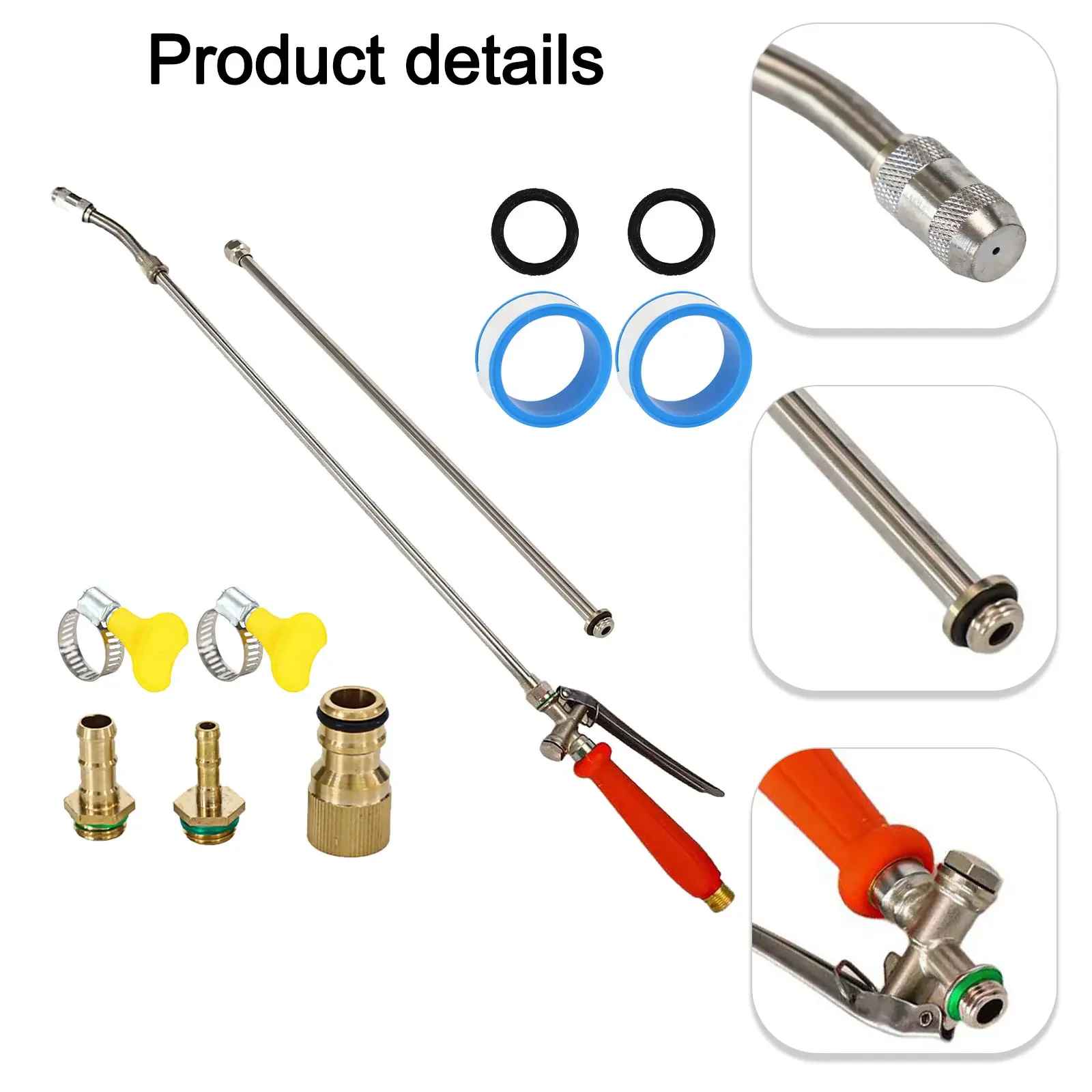 

44-дюймовый удлинитель распылителя, латунный распылитель, сменный запорный клапан, светильник для полива, аксессуар для очистки, телескопический спрей