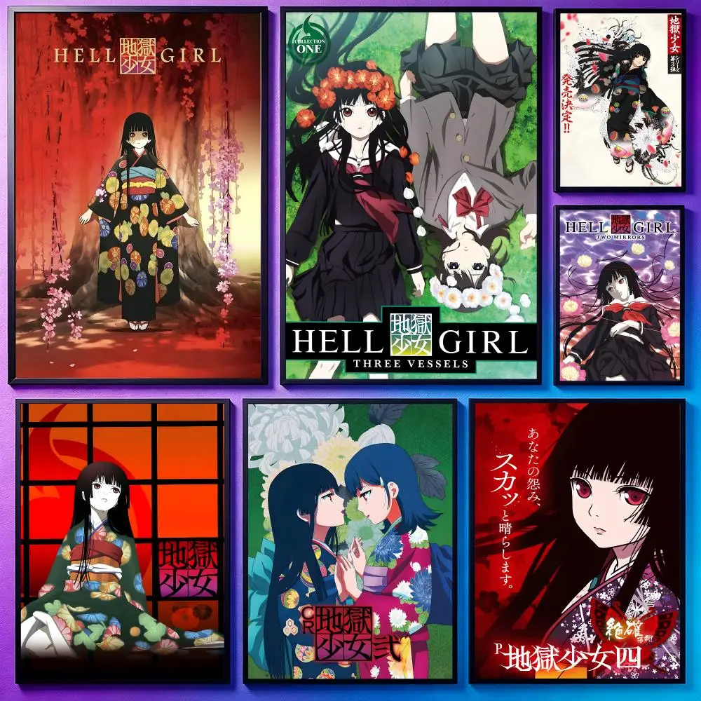 Anime Hell GirlS Poster Poster Sci Fi Cyberpunk HD Self Adhesive Wall Print Futuristic Home Game Room Decor Gift