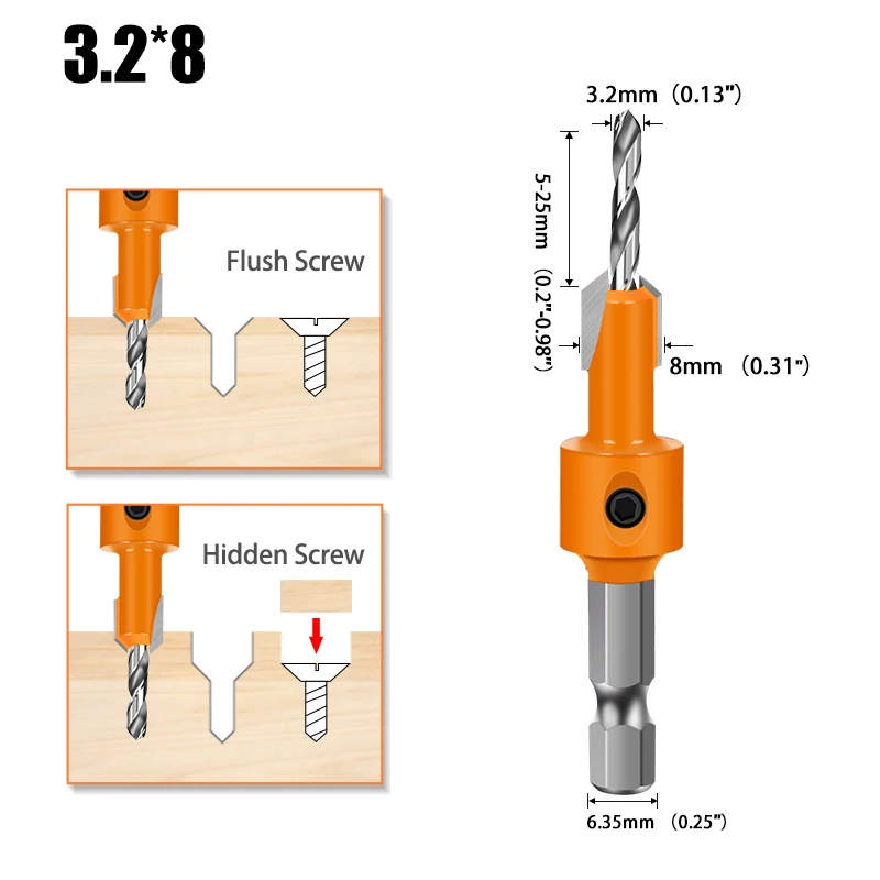 Sechskantschaft HSS Holzbearbeitung Senker Fräser Schraubenausdreher Remon Abriss für Holzfräser – Detail 7