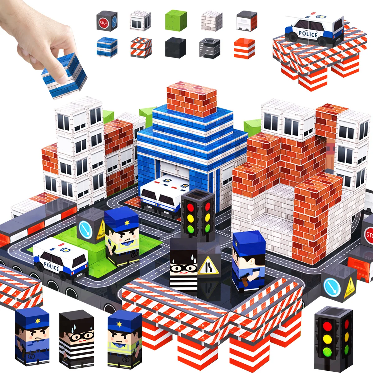 2cm-Magnetic Police Station Sensory Magnetic Toys for Kids, Classroom Must Haves Construction Toys, Christmas, Halloween Gift