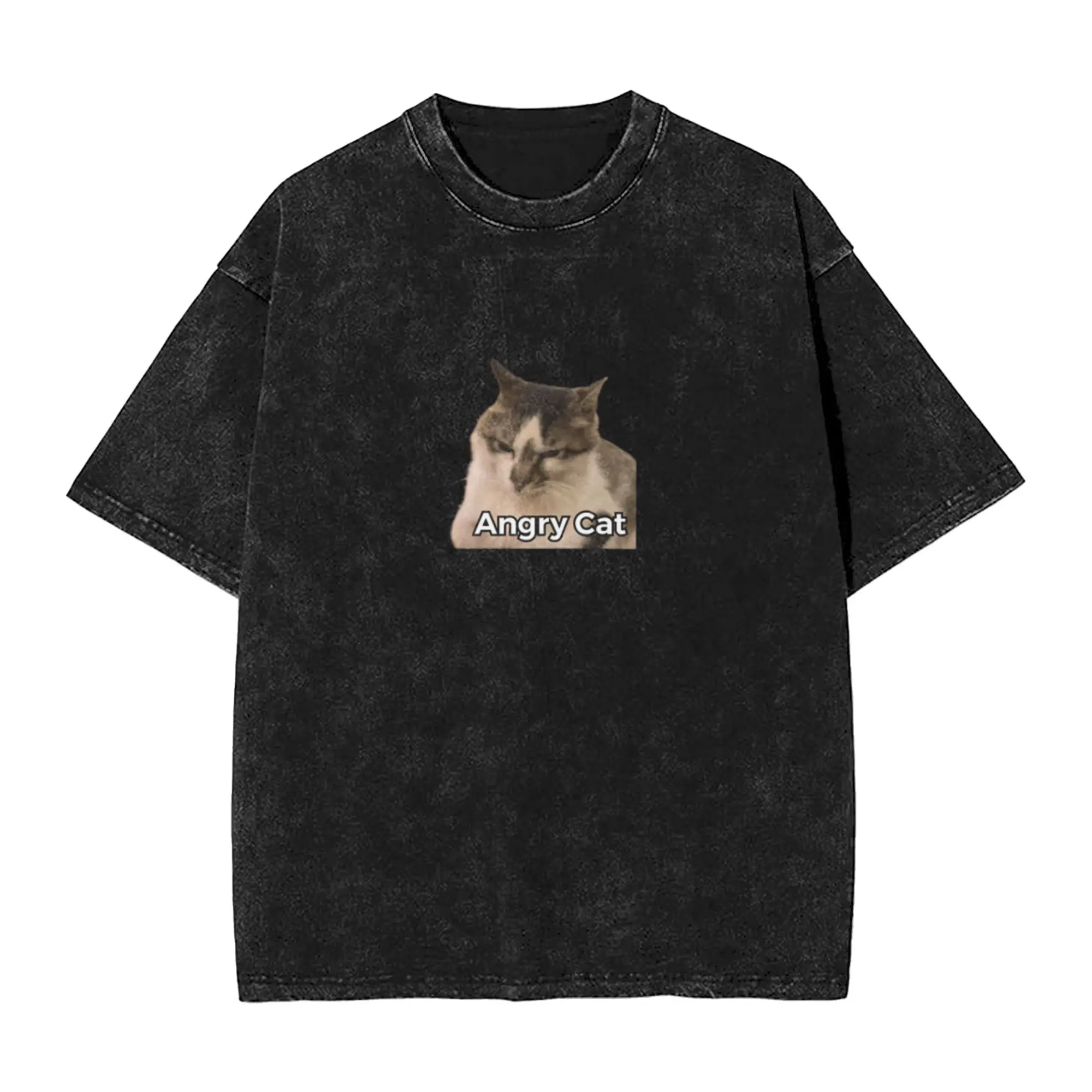 Angry Cat Unique Chic A Vintage Oversized Cotton T-Shirts