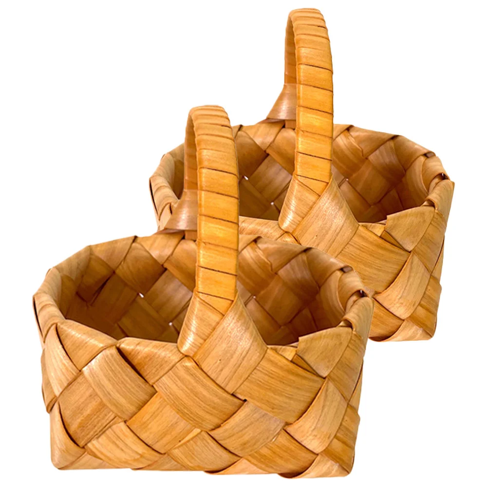 

2Pcs Mini Flower Basket Hand Woven Rustic Wedding Flower Basket Decorative Floral Holder Multipurpose Organizer