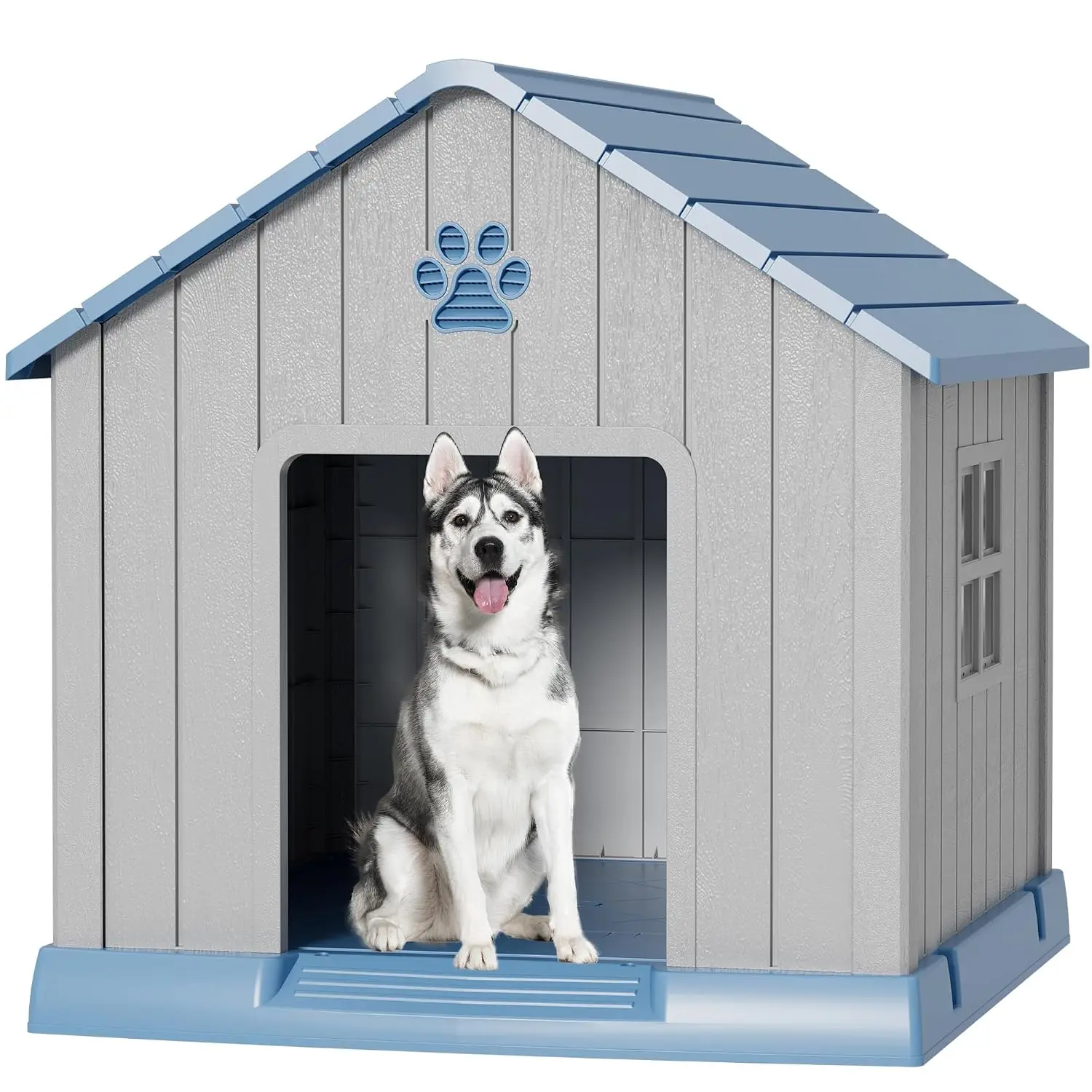 Waterproof Elevated Dog House with Ventilated Easy Clean Floor for Small to Large Dogs, 37.2