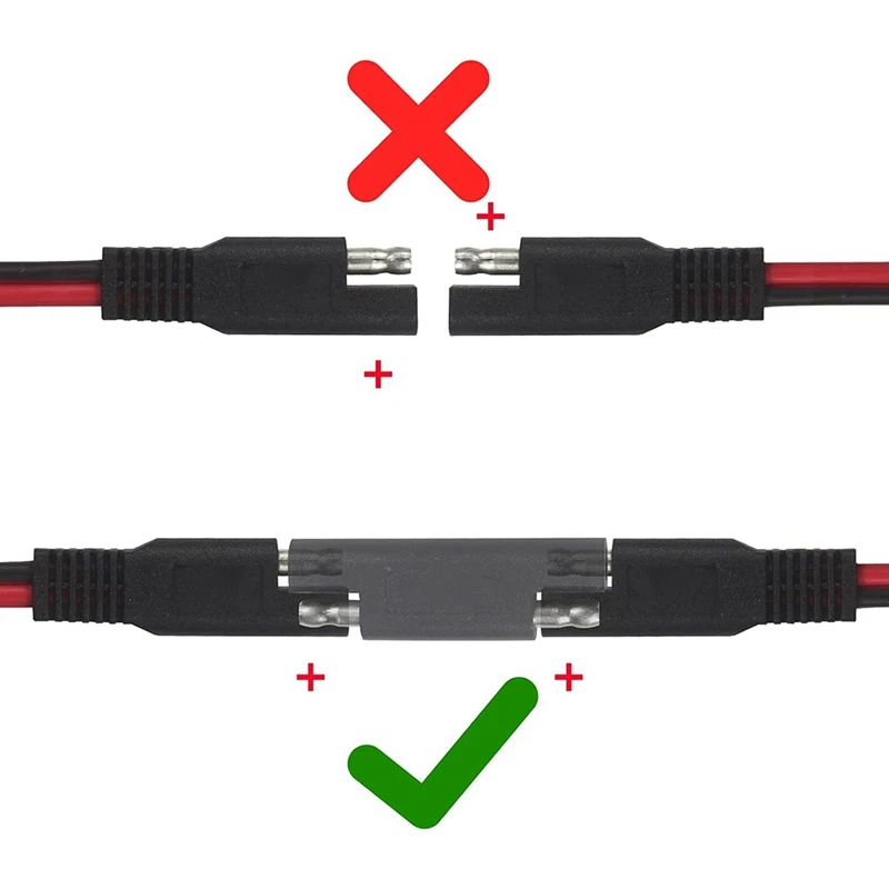 SAE Connector SAE To SAE Polarity Reverse Quick Disconnect Cable Plug Adapter For Solar Panel Battery Charger 5Pack