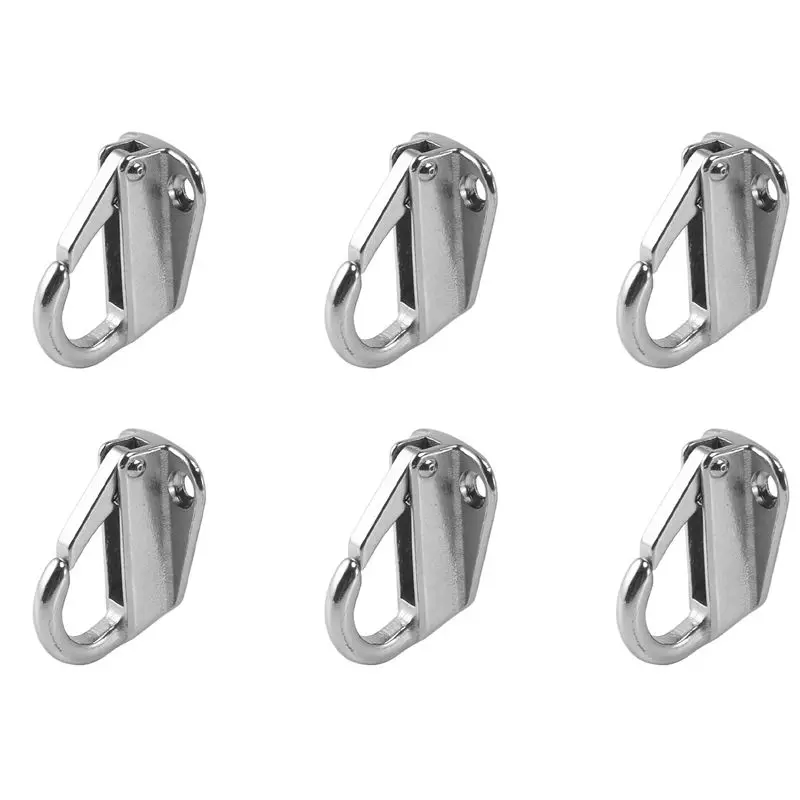

M50K-Marine Boat Fender Hooks Stainless Steel Spring Snap Type Fender Fending Hook Hanger 6 Pcs