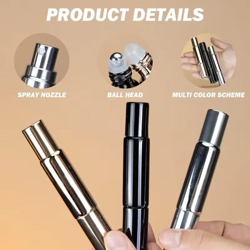 1pcs Dual Head Perfume Refillable Bottle Essential Oil Roller Ball Glass Spray Bottle Atomizer Empty Bottle For Fragrance Trave
