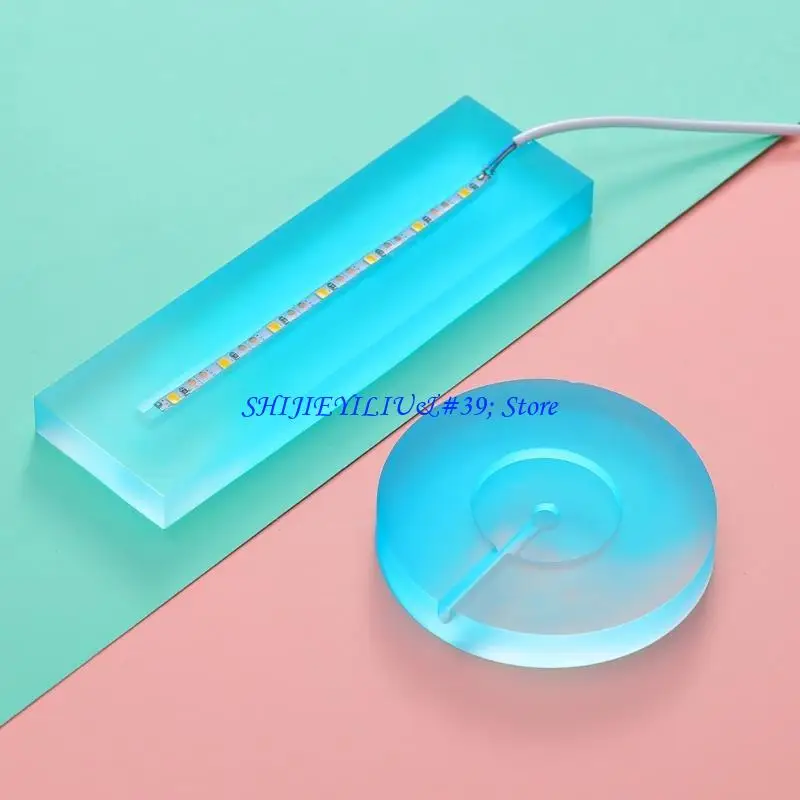 

E21F Resin Mold Display Base Silicone Mould with LED Light for DIY Desktop Ornaments Table Lamp Table Home Decorations