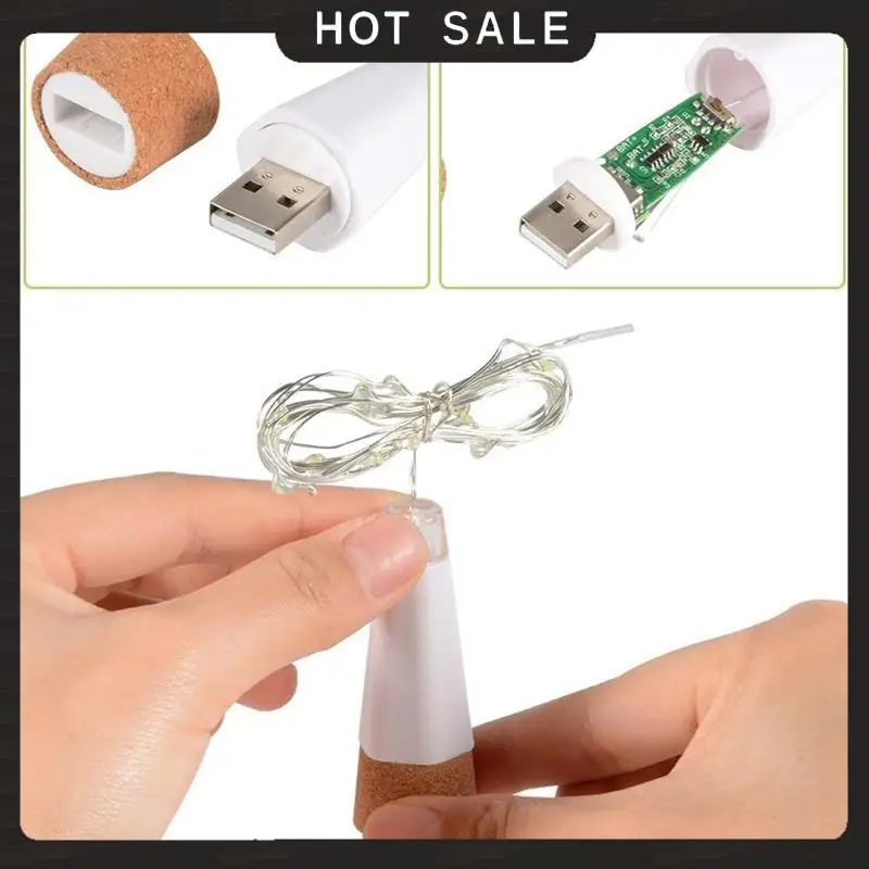 

24-часовая доставка, 2 шт., светодиодные пробковые флаконы с питанием от USB, гирлянды, 2 м, 20 светодиодов, батарея для дома, кухни, вечеринки, декор