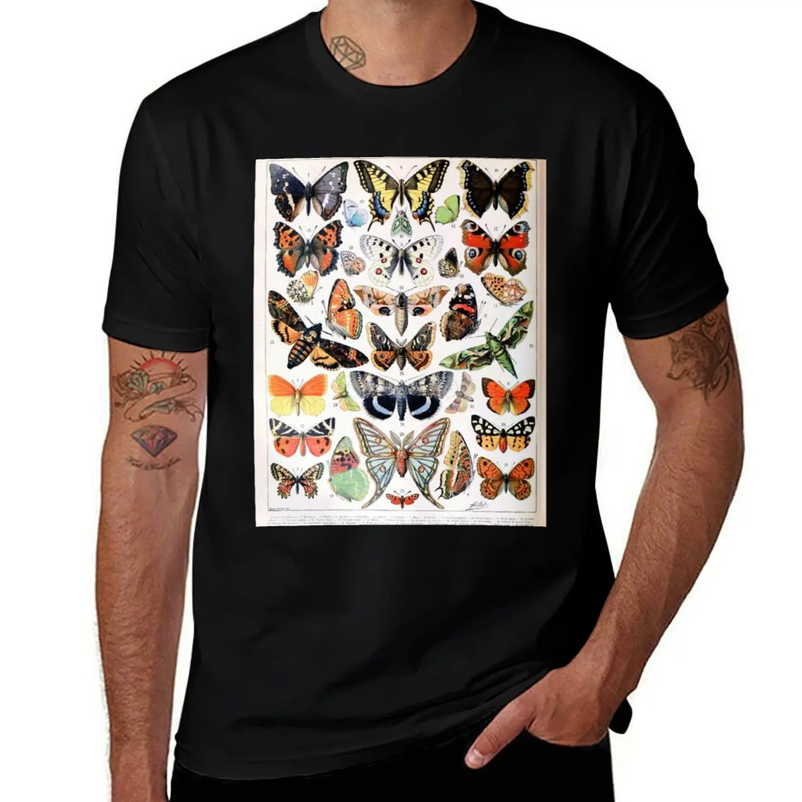 Adolphe Millot - Papillons A - French vintage poster T-Shirt Minimalist Casual Short Sleeve Top T-Shirt