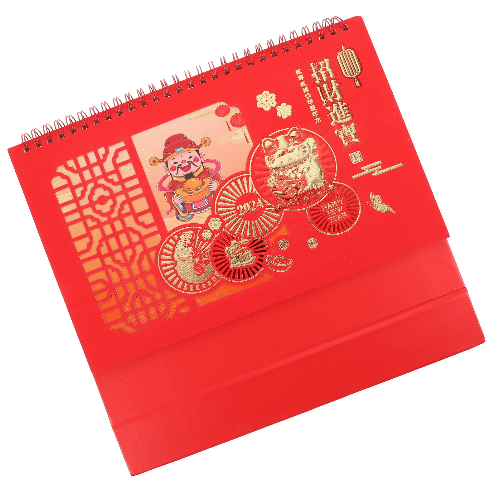 

2024 Dragon Year Desk Calendar Thick Paper Coil Binding Flip Style for Office Home Desktop Monthly Schedule