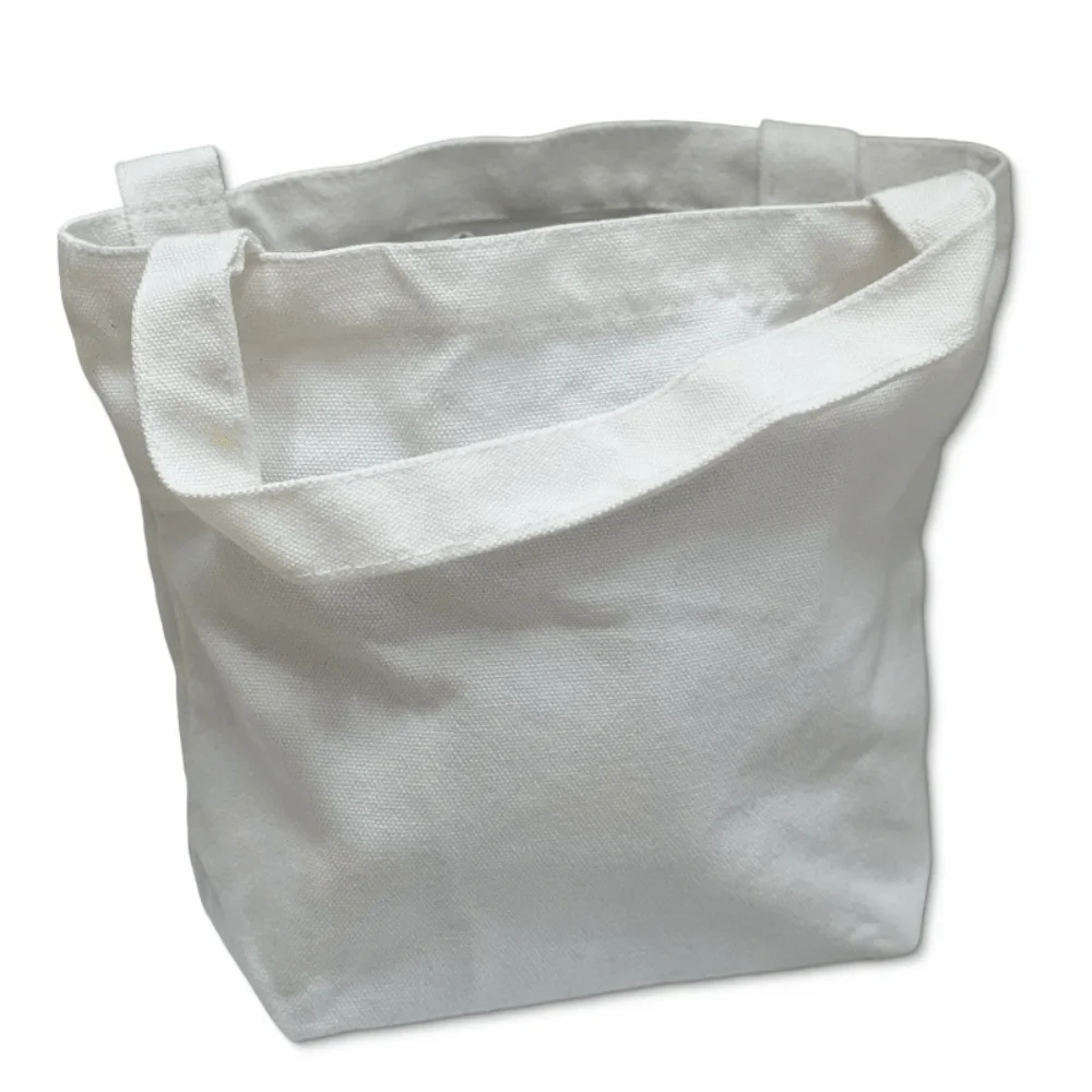 Portable Cotton Canvas Handbag Handheld Reusable Tote Bag Mini Washable Shopping Bag Daily