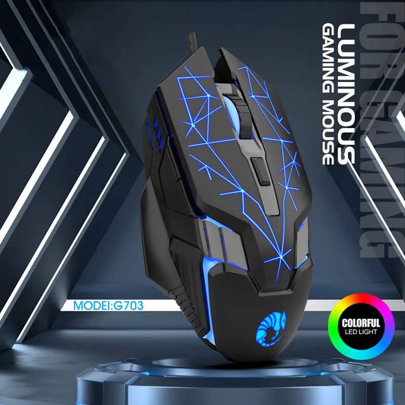 

G703 игровая мышь 6D крутая светящаяся плетеная проволочная мышь 3600 точек на дюйм мультимедийная боковая клавиша развлечения офисный ноутбук периферийные устройства для ПК