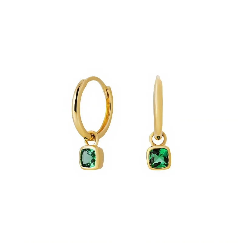 

Light Luxury Emerald Square Zircon Ear Buckles - S925 Silver Plated Classic Style High-Quality Elegant Temperament Earrings