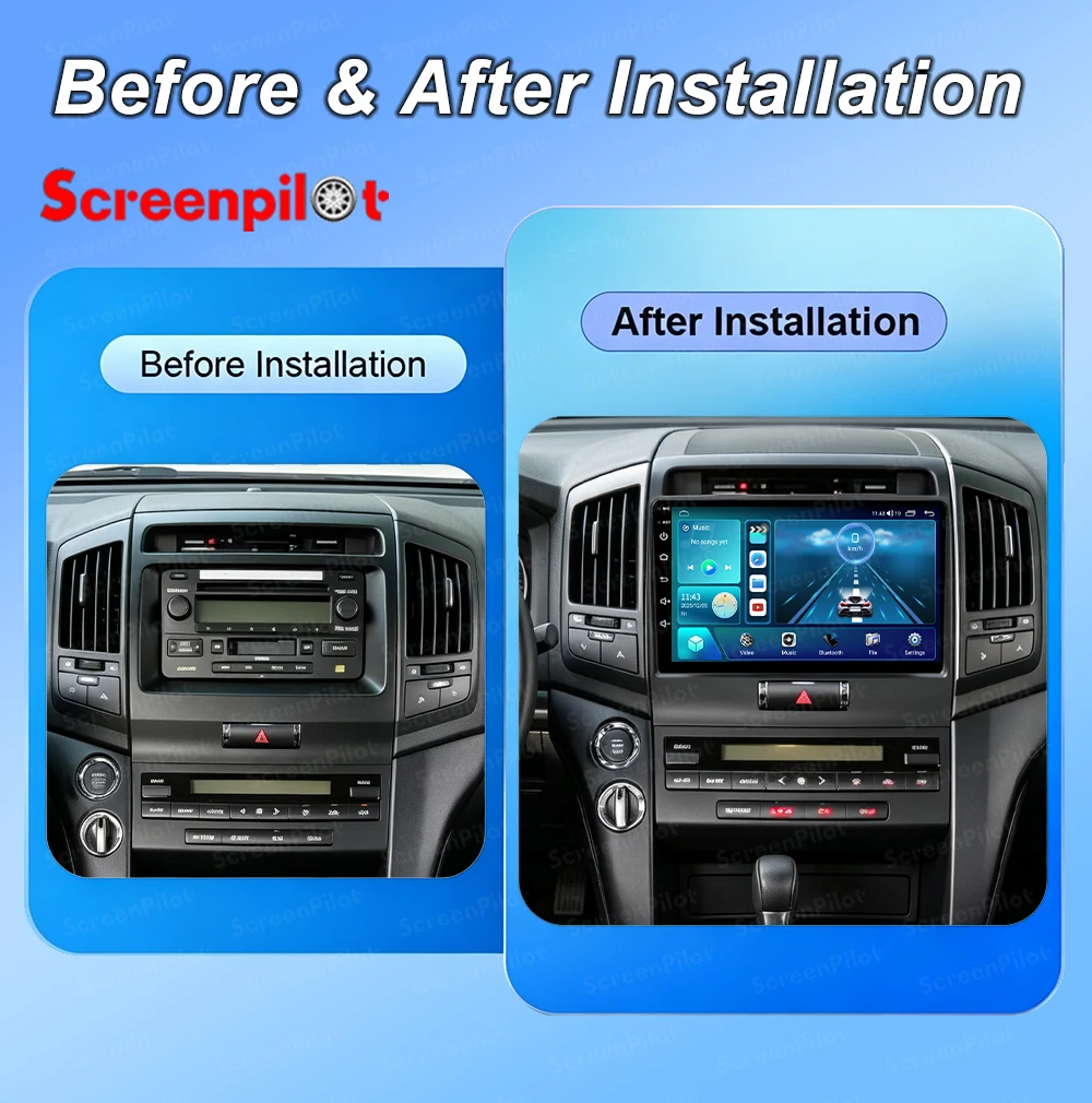 Android 16 For Toyota Land Cruiser 200 2007 - 2015 Car Radio Stereo Head Unit Multimedia Video Player 9 Inch 2K QLED 8 Core 5G