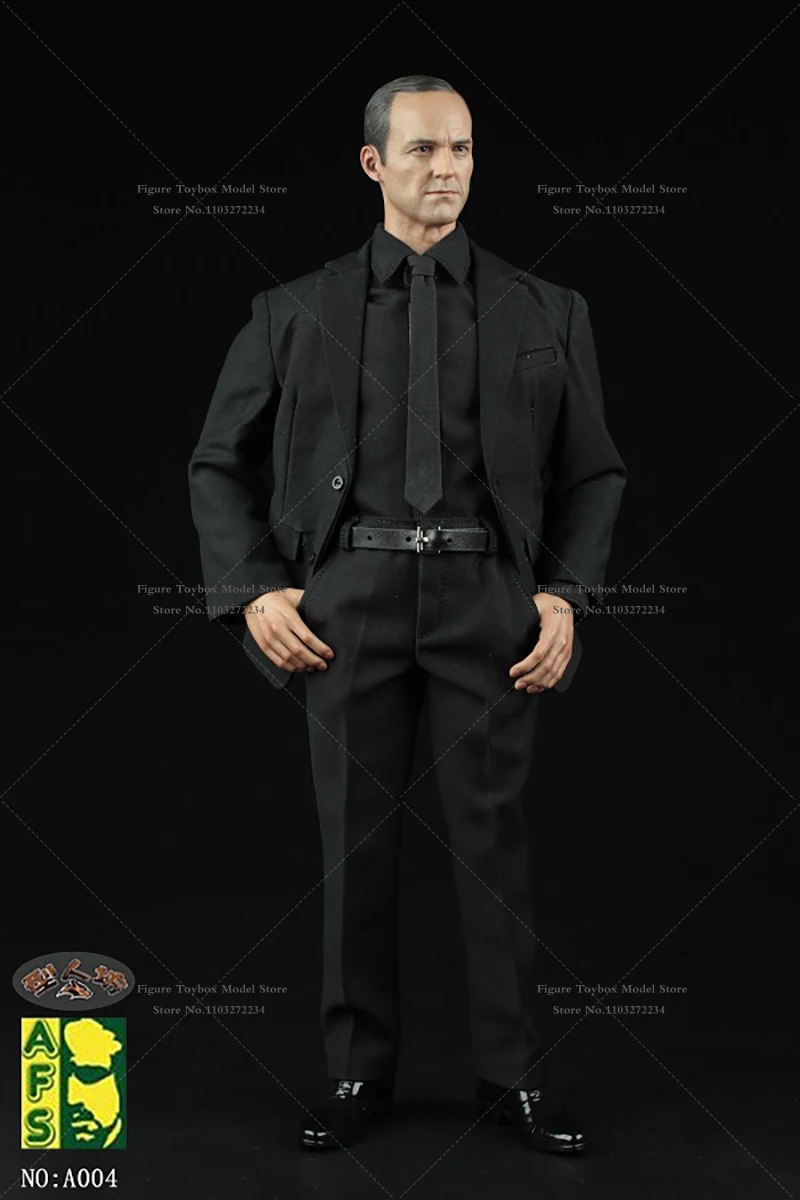 Afs a004 1/6 homem soldado preto branco camisa terno calças conjunto de roupas acessórios brinquedos para 12 "figura ação masculina corpo diy decoração