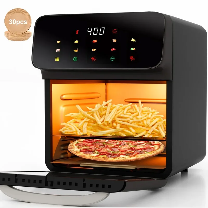 

Bluebow Air Fryer 12QT Convection Oven with 10-in-1 Multi Function, Visible Window and Touchscreen, Black