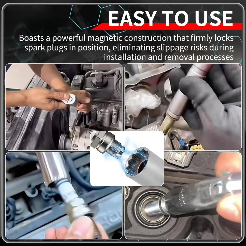 Magnetischer Universal-Zündkerzenschlüssel 14/16/18/21mm – Montage- und Ausbauwerkzeug für Zündkerzen bei Kfz-Reparaturen – Detail 5