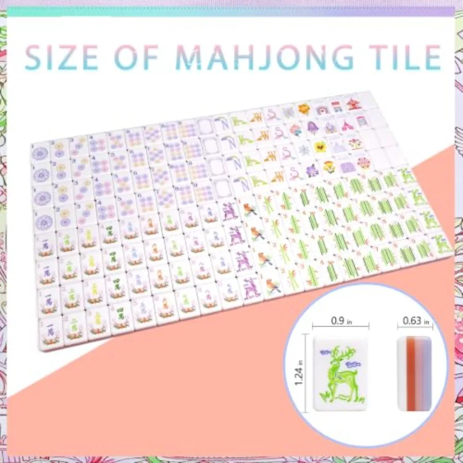 American Mahjong Game Set for family game night and travel: 160 ivory tiles with red accents, durable plastic, includes 3 dice