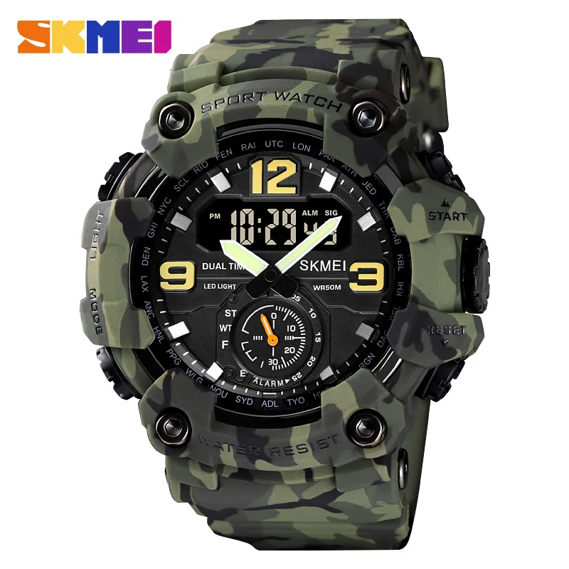 SKMEI Sport Electronic Watch for Mens Original Brand Military 3Time Fashion Led Light Digital Wristwatch Waterproof Clock