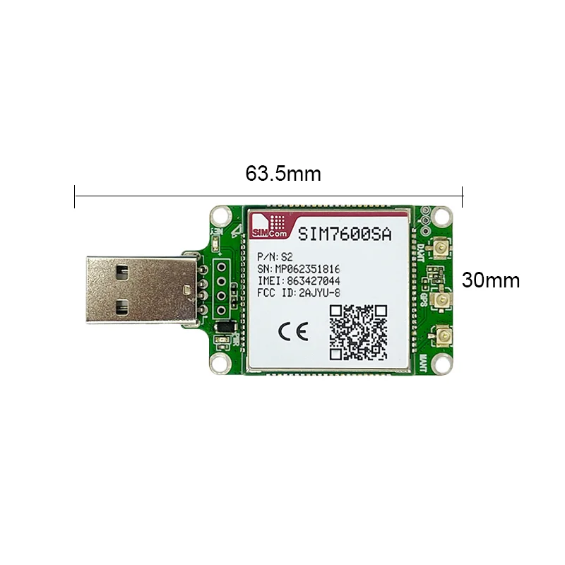 ดองเกิล USB SIM7600SA โมดูล SIMcom S4G LTE CAT1 รองรับ GNSS พร้อมชุดแยกเสาอากาศ FPC+GPS สำหรับออสเตรเลีย/อเมริกาใต้