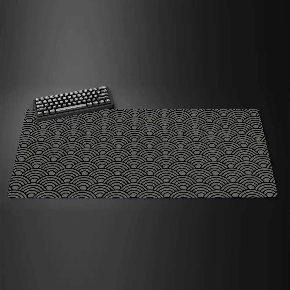 1pc Black Ocean Wave Large Mouse Pad, Natural Rubber Non Slip Base, HD UV Print, Smooth Surface, PC Keyboard Desk Mat