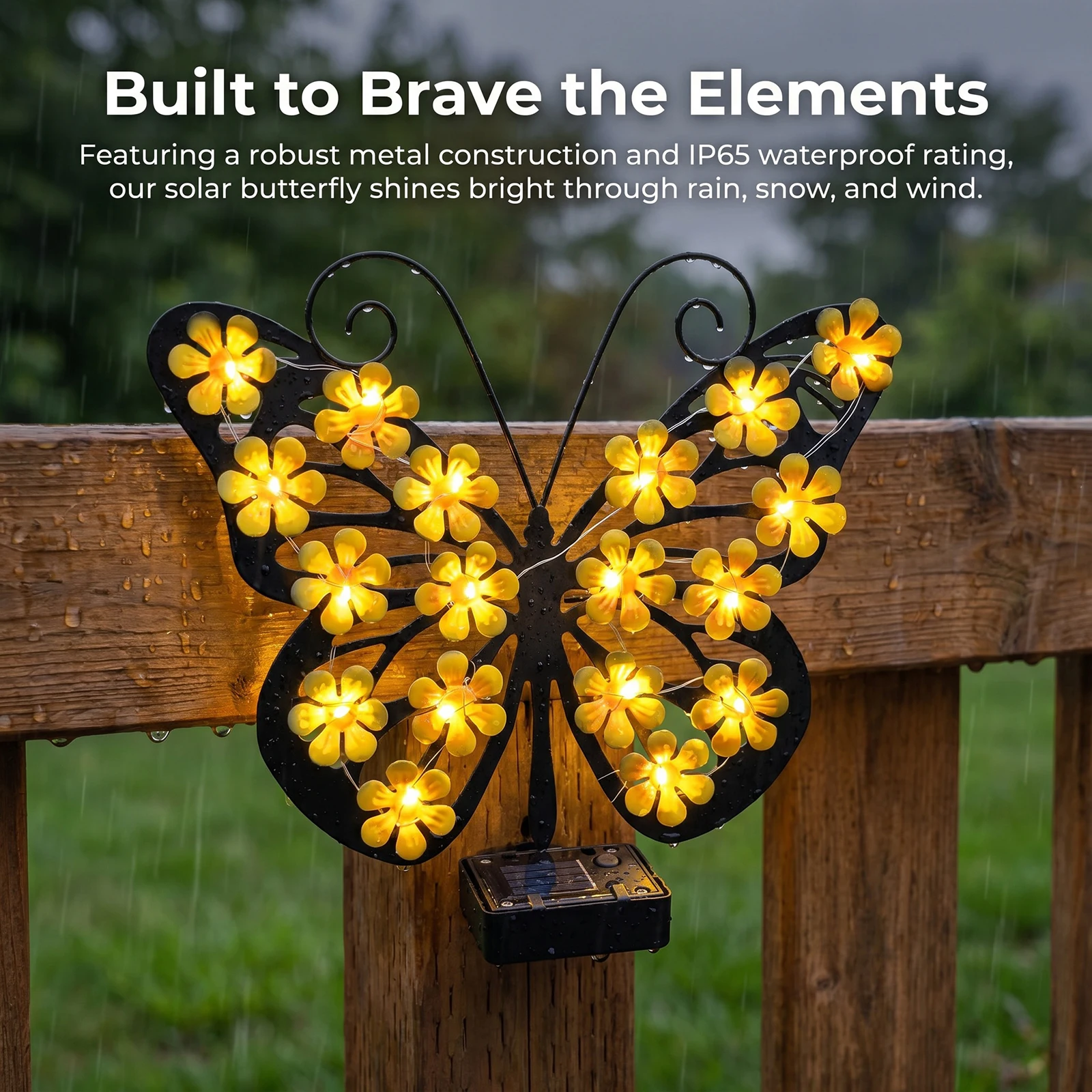 Solar Butterfly Wall Hanging Decoration IP65 Waterproof Fence Wall Art Lights for Garden Patio Porch Yard Women Birthday Gifts