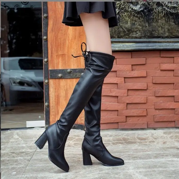 Sexy winter new girls over the knee boots students plus velvet princess boots big children small high-heeled children snow boots