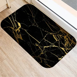 Golden Marble Printed Kitchen Bath Entrance Doormat Coral Velvet Carpet Door Mat For Floor Indoor Soft  Anti-Slip Rug Home Decor