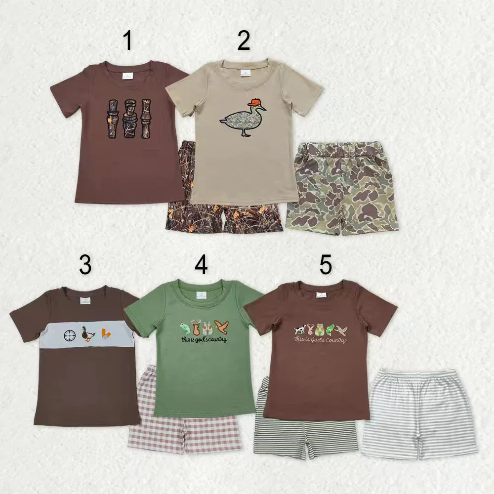 

z1211-20 GSSO2718 Wholesale Boutique clothes girls Matching embroidery easter short sleeve shorts Set Autumn Children clothing