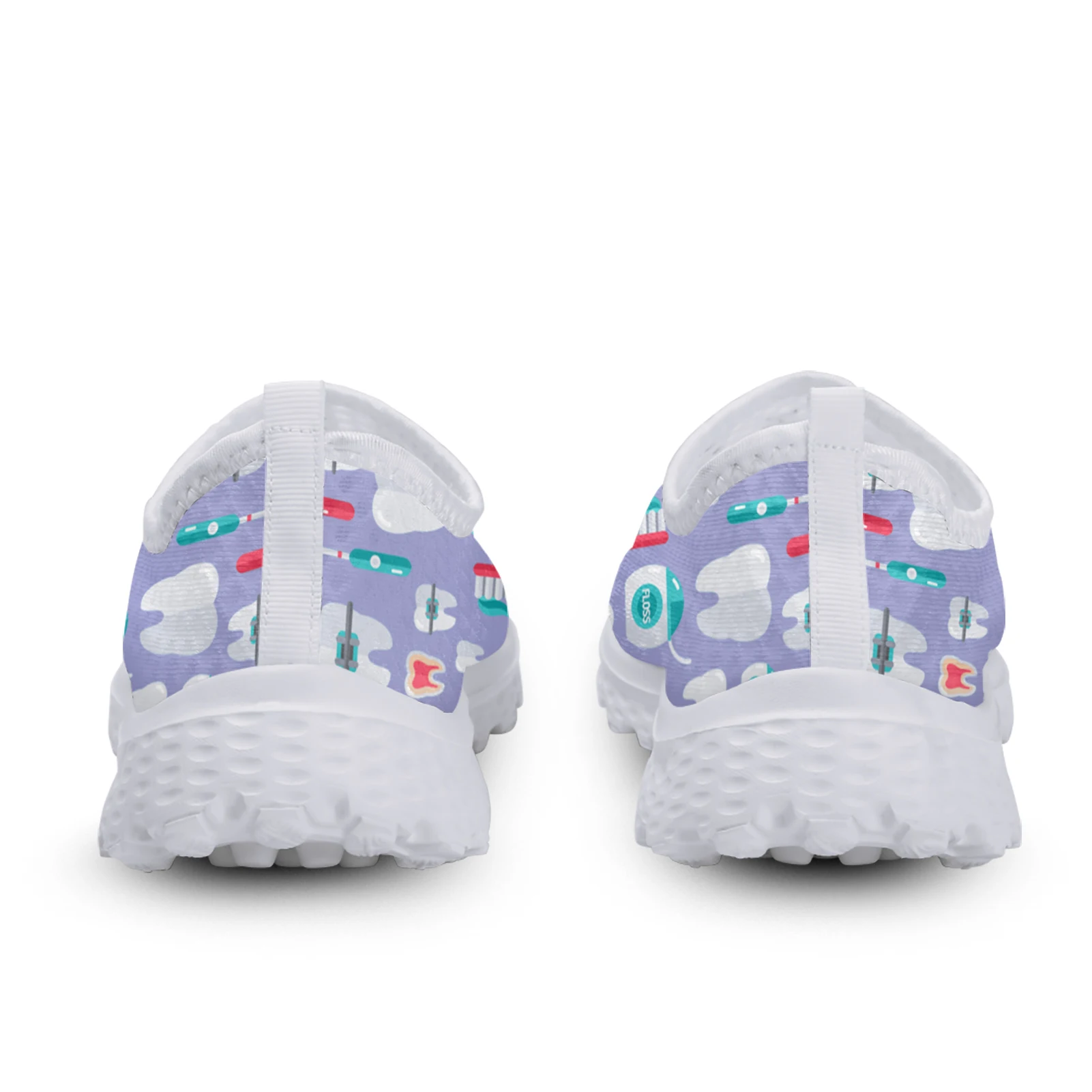 Trendy Medical Nurse Shoes Dental Flat Shoes Ladies Cartoon Teeth Print Lightweight Soft-soled Indoor Sneakers